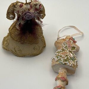 Two Victorian Style Dress Form Ornaments Vintage